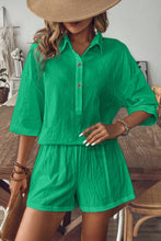 Load image into Gallery viewer, Collared Neck Half Sleeve Top and Shorts Set