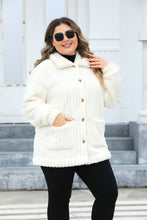 Load image into Gallery viewer, Plus Size Fuzzy Collared Neck Long Sleeve Jacket