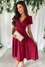 Load image into Gallery viewer, Surplice Puff Sleeve Midi Dress