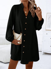 Load image into Gallery viewer, Notched Long Sleeve Mini Dress