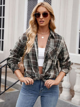 Load image into Gallery viewer, Mandy Pocketed Plaid Collared Neck Long Sleeve Shirt