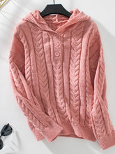 Load image into Gallery viewer, Cable-Knit Long Sleeve Hooded Sweater