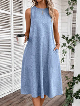 Load image into Gallery viewer, Full Size Pocketed Round Neck Sleeveless Dress