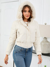 Load image into Gallery viewer, Pocketed Long Sleeve Cropped Hooded Winter Coat