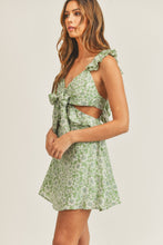 Load image into Gallery viewer, MABLE Floral Side Cutout Ruffled Mini Dress