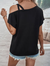 Load image into Gallery viewer, Asymmetrical Neck Short Sleeve T-Shirt