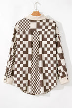 Load image into Gallery viewer, Plus Size Checkered Button Up Long Sleeve Jacket