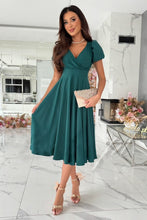 Load image into Gallery viewer, Surplice Puff Sleeve Midi Dress