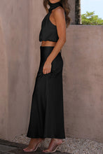 Load image into Gallery viewer, Cropped Turtle Neck Tank Top and Maxi Skirt Set