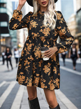 Load image into Gallery viewer, Perfee Frill Printed Long Sleeve Mini Dress