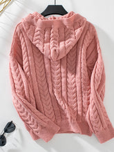 Load image into Gallery viewer, Cable-Knit Long Sleeve Hooded Sweater