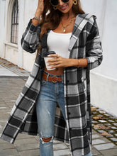 Load image into Gallery viewer, Devine Plaid Long Sleeve Hooded Coat