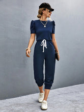 Load image into Gallery viewer, Round Neck Short Sleeve Jumpsuit