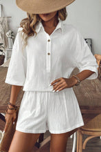 Load image into Gallery viewer, Collared Neck Half Sleeve Top and Shorts Set