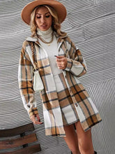 Load image into Gallery viewer, Plaid Button Up Long Sleeve Coat and Skirt Set