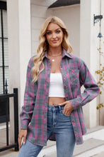 Load image into Gallery viewer, Mandy Pocketed Plaid Collared Neck Long Sleeve Shirt