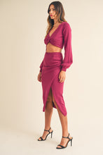 Load image into Gallery viewer, MABLE Front Twisted Knit Top and Midi Skirt Set