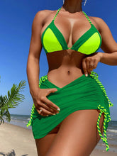 Load image into Gallery viewer, Contrast Tied Three-Piece Swim Set