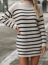 Load image into Gallery viewer, Striped Mock Neck Long Sleeve Mini Dress