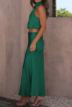 Load image into Gallery viewer, Cropped Turtle Neck Tank Top and Maxi Skirt Set