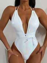 Load image into Gallery viewer, Tied Sequin Plunge One-Piece Swimwear