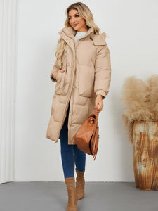 Long Sleeve Longline Hooded Winter Coat