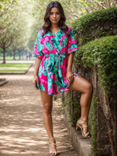 Load image into Gallery viewer, Printed Surplice Half Sleeve Romper