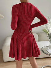 Load image into Gallery viewer, Ribbed Round Neck Long Sleeve Dress