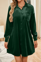 Load image into Gallery viewer, Velvet Collared Neck Long Sleeve Mini Dress