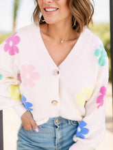 Load image into Gallery viewer, Plus Size Flower Button Up Long Sleeve Cardigan