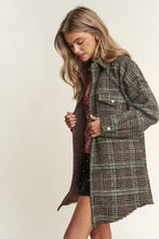 Load image into Gallery viewer, J.NNA Snap Down Tweed Plaid Contrast  Longline Shacket