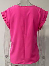 Load image into Gallery viewer, Ruffled Round Neck Cap Sleeve Blouse