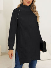 Load image into Gallery viewer, Slit Turtleneck Long Sleeve Sweater