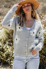 Load image into Gallery viewer, Flower Button Up Long Sleeve Cardigan