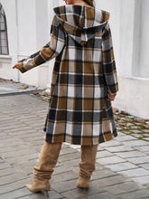 Load image into Gallery viewer, Devine Plaid Long Sleeve Hooded Coat