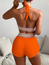 Load image into Gallery viewer, Backless Textured Halter Neck Two-Piece Swim Set