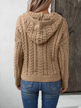 Load image into Gallery viewer, Cable-Knit Long Sleeve Hooded Sweater