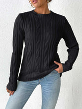 Load image into Gallery viewer, Cable-Knit Round Neck Sweater