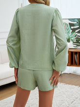 Load image into Gallery viewer, Devine Tied Long Sleeve Top and Shorts Set