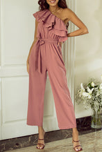 Load image into Gallery viewer, Ruffled Tied One-Shoulder Jumpsuit