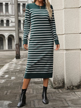 Load image into Gallery viewer, Striped Round Neck Long Sleeve Dress