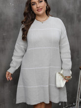 Load image into Gallery viewer, Plus Size Round Neck Long Sleeve Sweater Dress