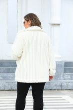 Load image into Gallery viewer, Plus Size Fuzzy Collared Neck Long Sleeve Jacket