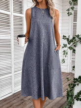 Load image into Gallery viewer, Full Size Pocketed Round Neck Sleeveless Dress