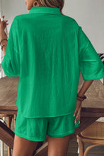 Load image into Gallery viewer, Collared Neck Half Sleeve Top and Shorts Set