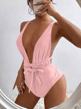 Load image into Gallery viewer, Tied Crisscross Wide Strap One-Piece Swimwear