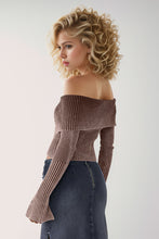 Load image into Gallery viewer, Double Take Ribbed Off-Shoulder Zip Up Long Sleeve Cardigan