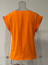 Load image into Gallery viewer, Ruffled Round Neck Cap Sleeve Blouse