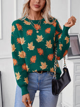 Load image into Gallery viewer, Maple Leaf Round Neck Long Sleeve Sweater