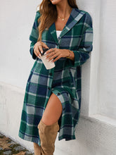 Load image into Gallery viewer, Devine Plaid Long Sleeve Hooded Coat